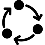 Icon representing arrows in a loop which is used to identify Diskover multiples workflow integrations and data management sustainability.