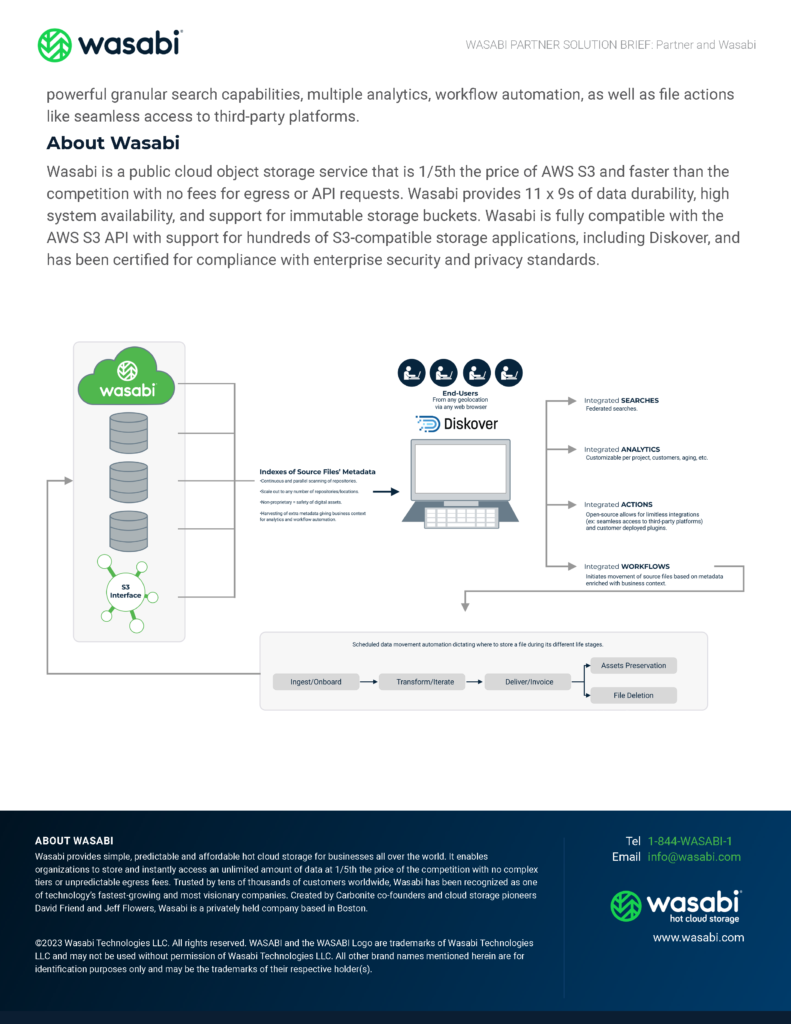 Diskover Data and Wasabi Partner Solution Brief page 2